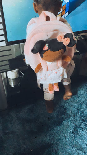 Customer photo review of Personalized Leyadoll Doll Backpack (Strawberry) - 2 Skin Tones