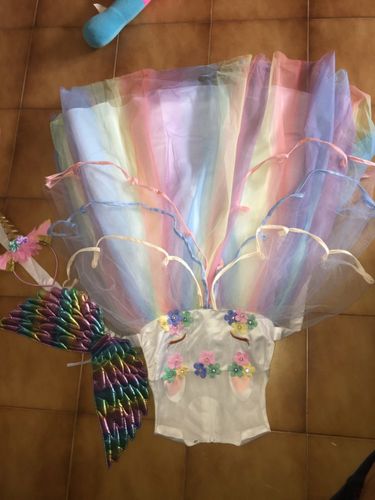 Customer photo review of Unicorn Tulle Rainbow Dress Set with a hairband and Wings