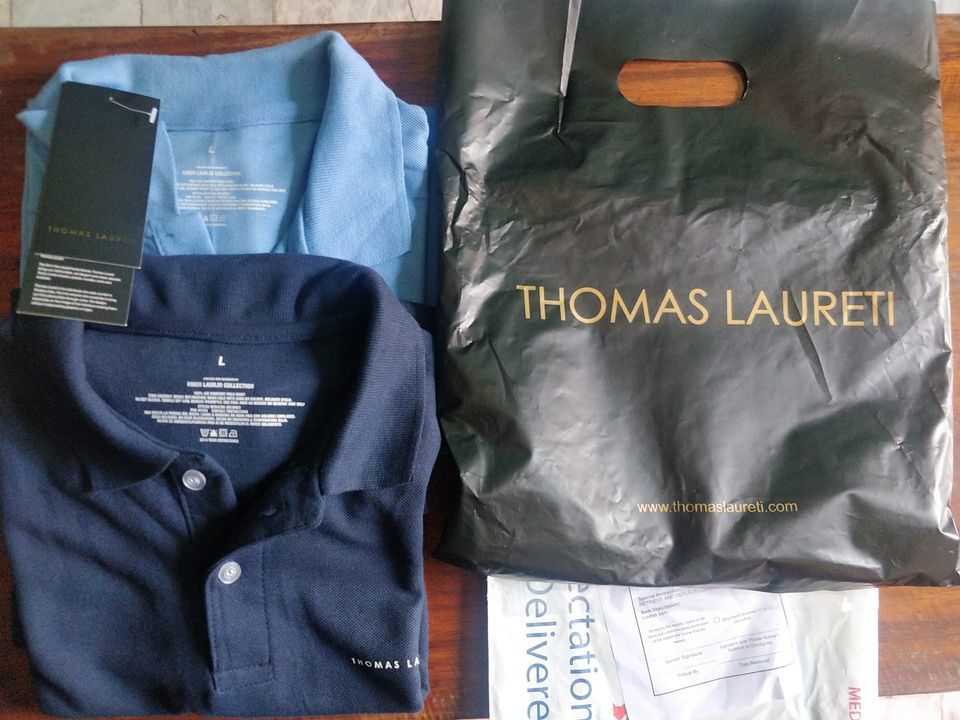 Customer photo review of Men's Thomas Laureti Navy Blue Polo Shirt