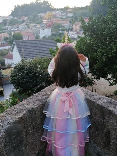 Customer photo review of Unicorn Tulle Rainbow Dress Set with a hairband and Wings
