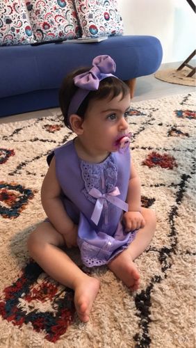 Customer photo review of Lace Hem Sleeveless Baby Dress with Headband 2-piece set