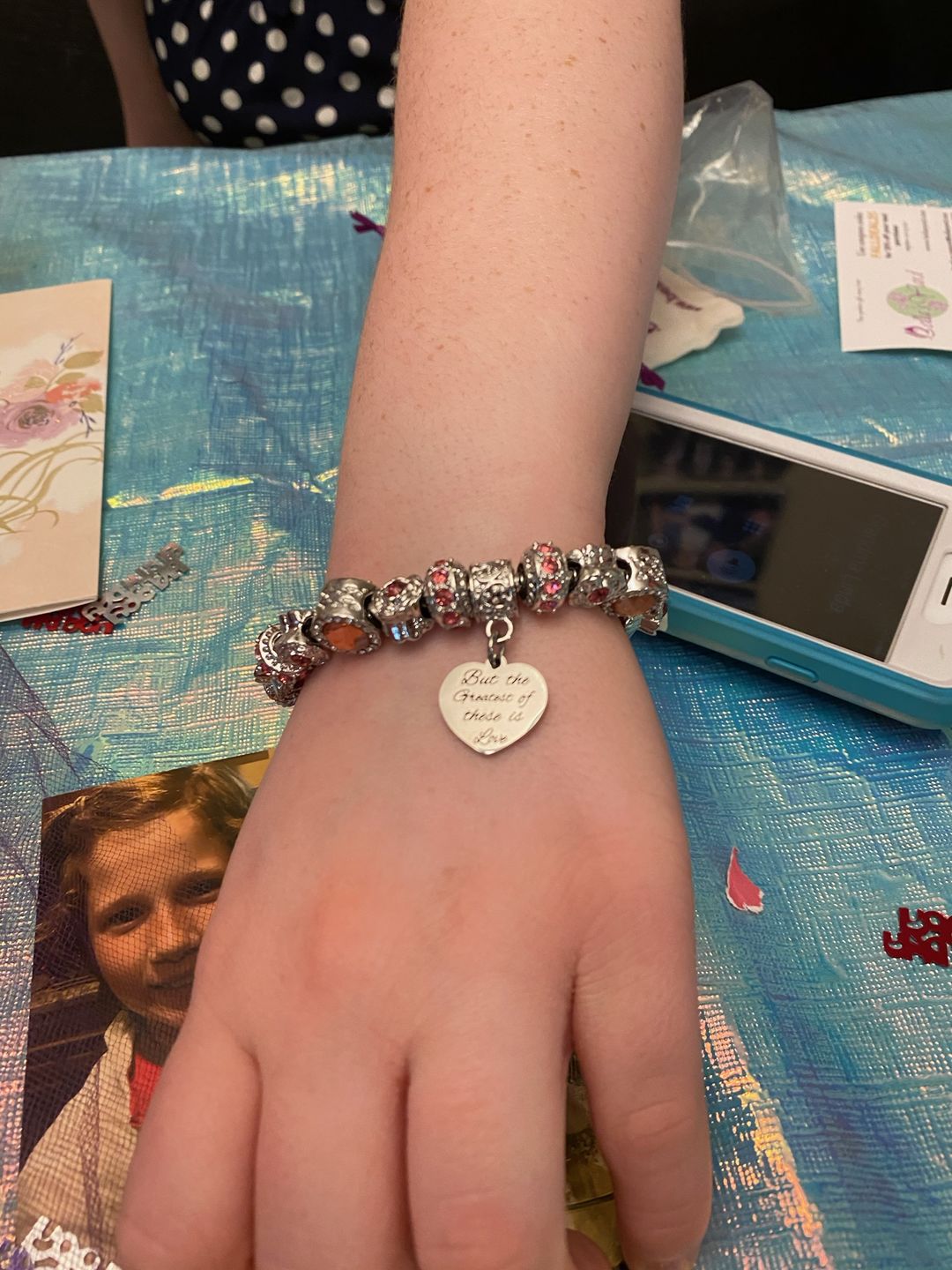 Customer photo review of Faith Hope Love Bracelet