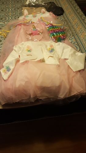 Customer photo review of Unicorn Tulle Rainbow Dress Set with a hairband and Wings