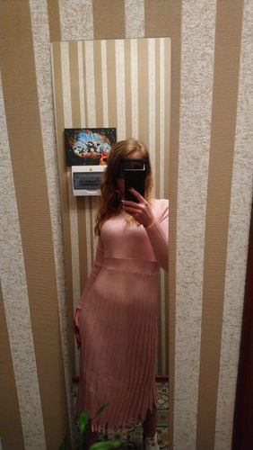 Customer photo review of Slim Sleeve Knitted Long Dress
