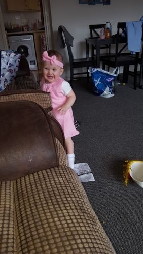 Customer photo review of Lace Hem Sleeveless Baby Dress with Headband 2-piece set