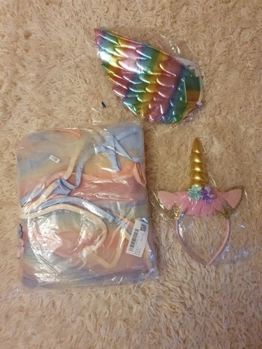 Customer photo review of Unicorn Tulle Rainbow Dress Set with a hairband and Wings