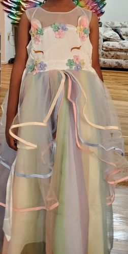 Customer photo review of Unicorn Tulle Rainbow Dress Set with a hairband and Wings