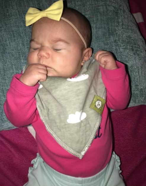 Customer photo review of Organic Baby Bandana Bibs