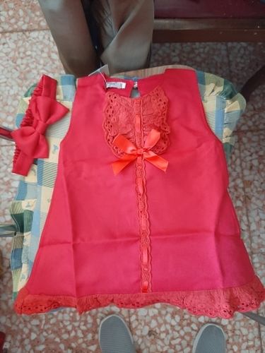 Customer photo review of Lace Hem Sleeveless Baby Dress with Headband 2-piece set