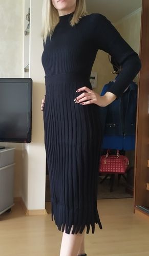 Customer photo review of Slim Sleeve Knitted Long Dress