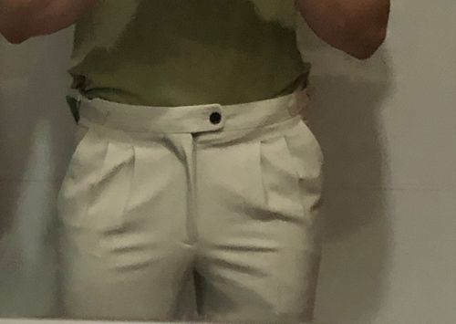 Customer photo review of Trousers With Side Adjusters - Sand White Plain (Stretchable)
