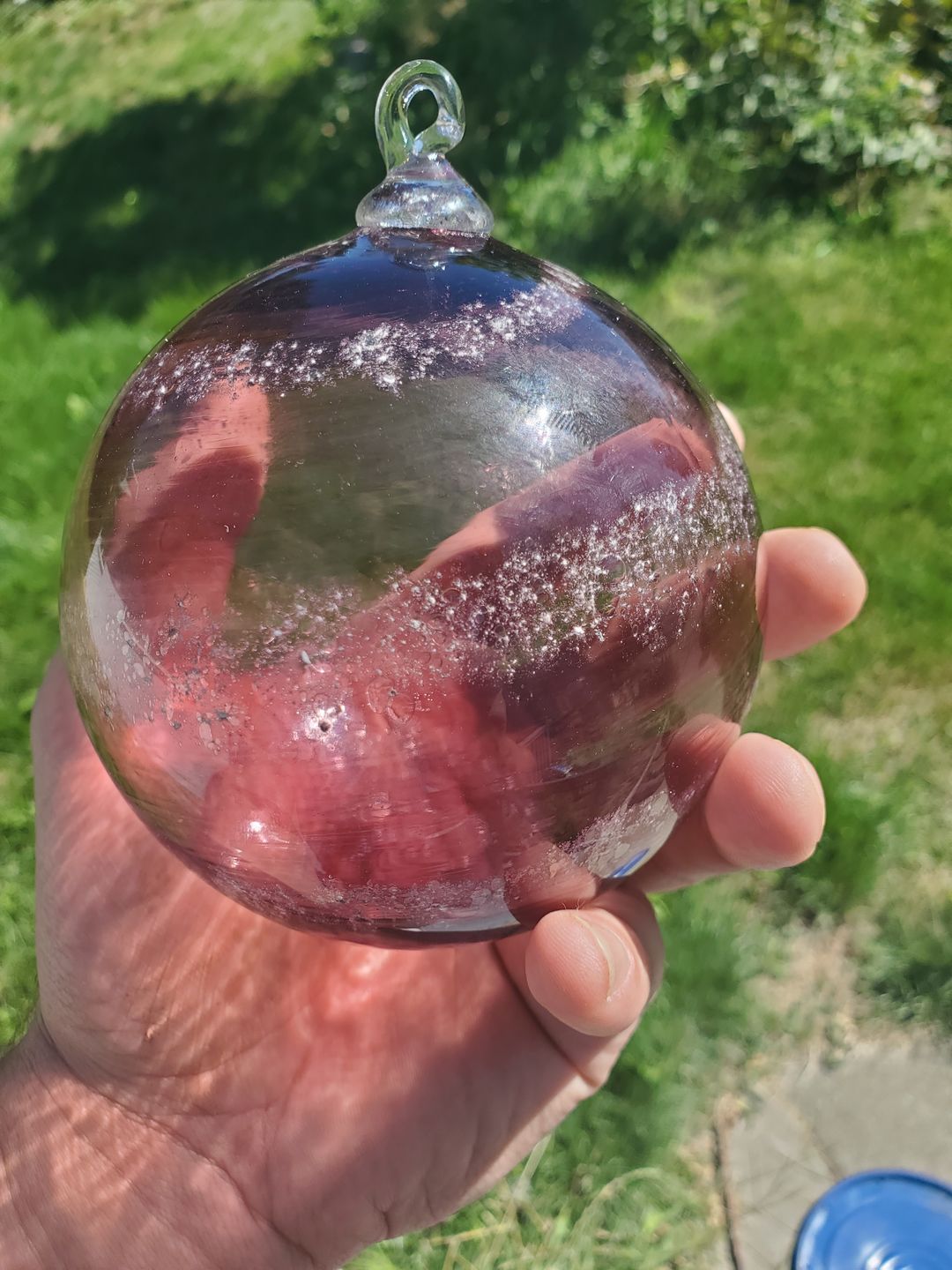Customer photo review of Glass Christmas Ornament with Cremation Ashes