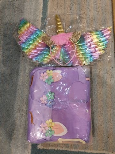 Customer photo review of Unicorn Tulle Rainbow Dress Set with a hairband and Wings