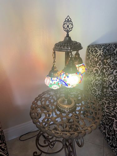 Customer photo review of HANDMADE* MOSAIC BEDSIDE LAMP