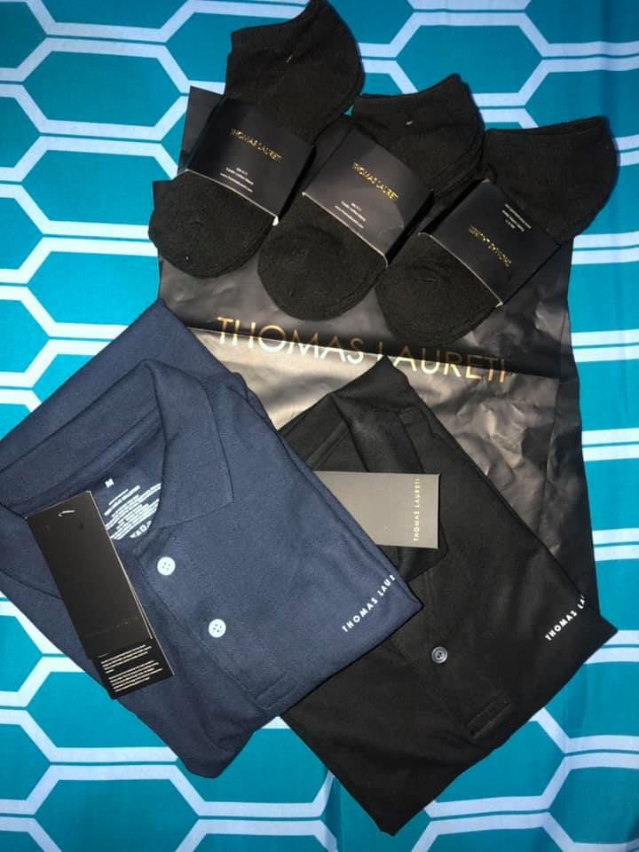 Customer photo review of Men's Thomas Laureti Navy Blue Polo Shirt