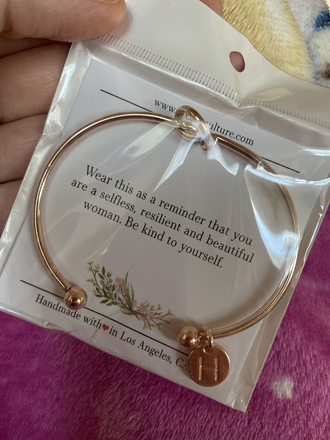 Customer photo review of AC Coin Initial Bangle Bracelet