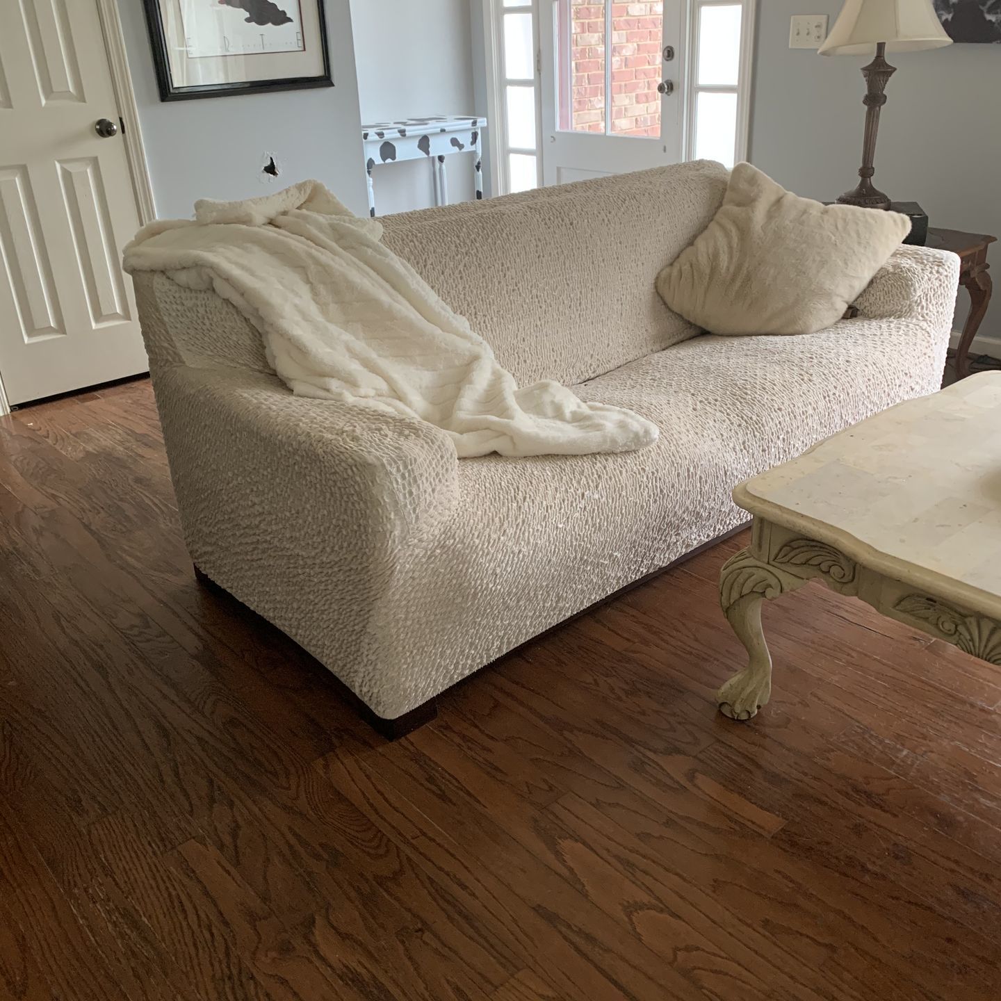 Customer photo review of 3 Seater Sofa Cover - Beige, Velvet Collection