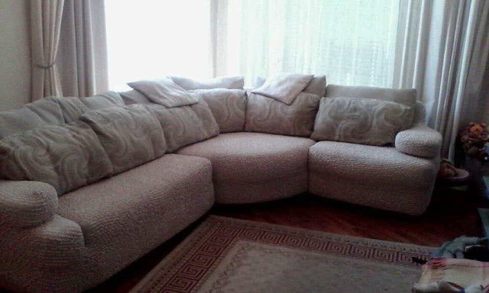 Customer photo review of Corner Sofa Cover - Beige  Microfibra