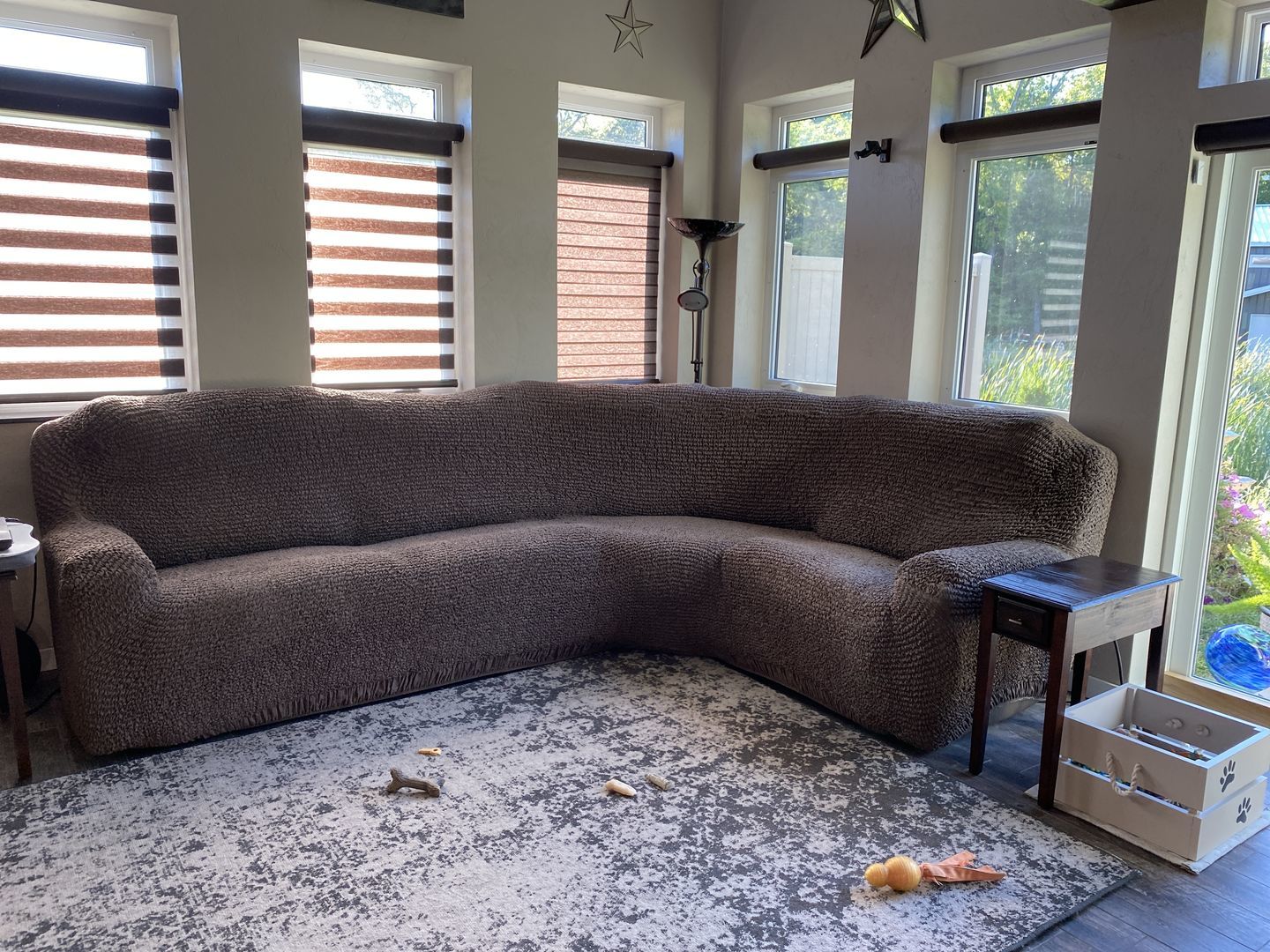 Customer photo review of Corner Sofa Cover - Choco  Microfibra