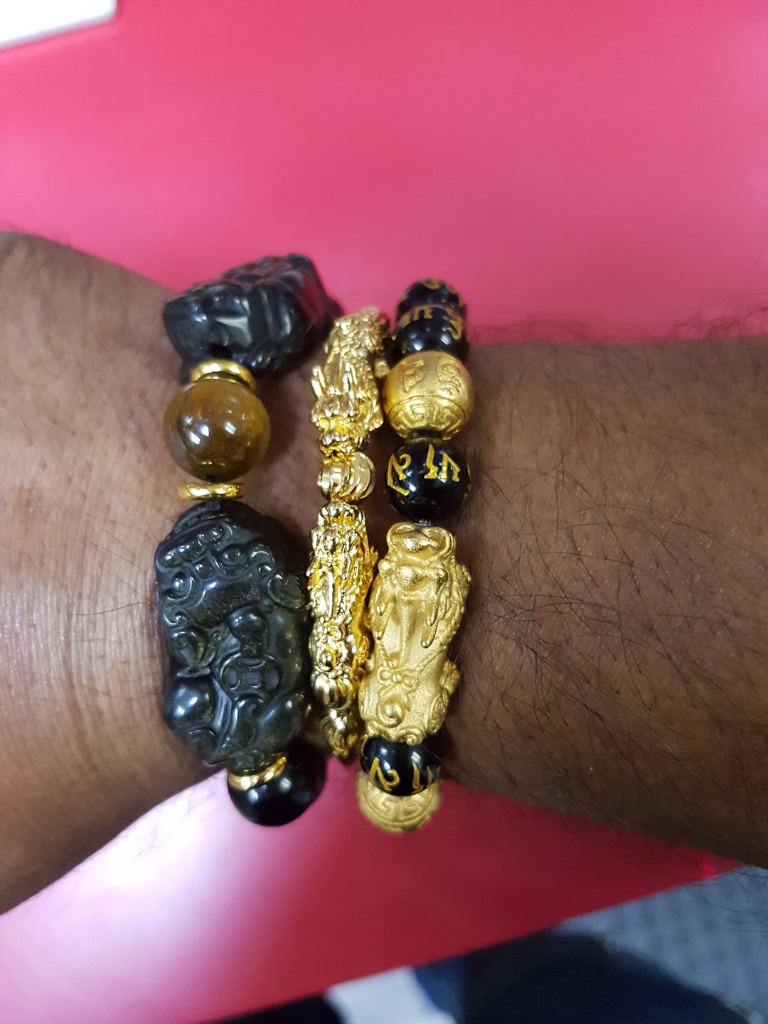 Customer photo review of Natural Gold Obsidian Double Pi Yao Wealth Bracelet