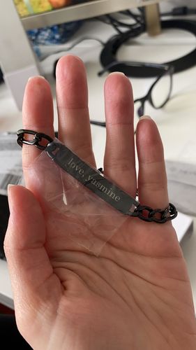 Customer photo review of 7mm Stainless Steel Figaro Link Engravable ID Bracelet