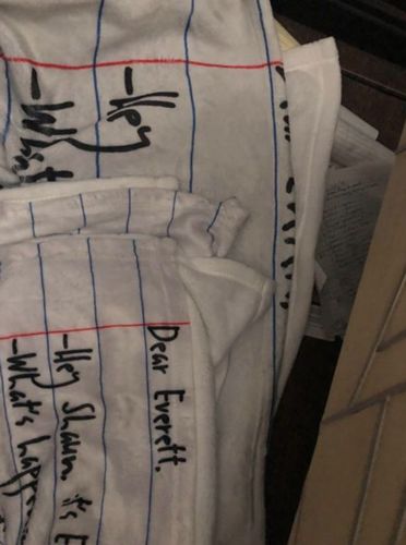 Customer photo review of PERSONALIZED LETTER BLANKET FOR YOUR LOVED ONES