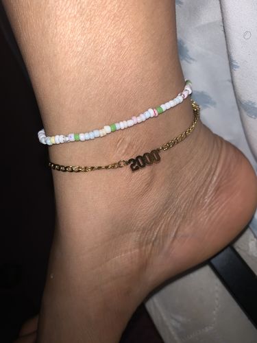 Customer photo review of Birth date anklet