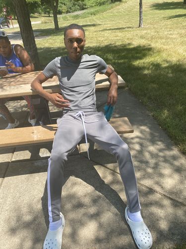 Customer photo review of Solid One Stripe Track Pants Cool Grey (100-401)