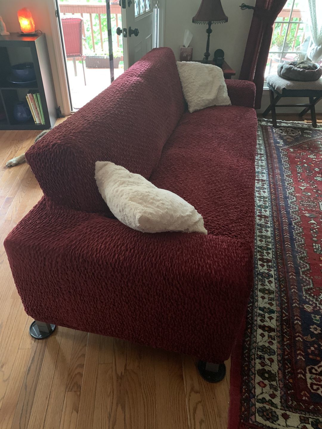 Customer photo review of 3 Seater Sofa Cover - Bordeaux, Velvet Collection