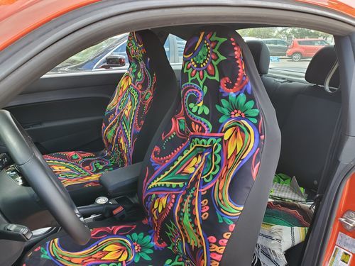 Customer photo review of Dark Bohemian Paisley Pattern Print Universal Fit Car Seat Covers