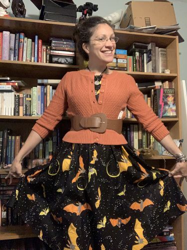 Customer photo review of Orange and Yellow Bats Dress by Retrolicious