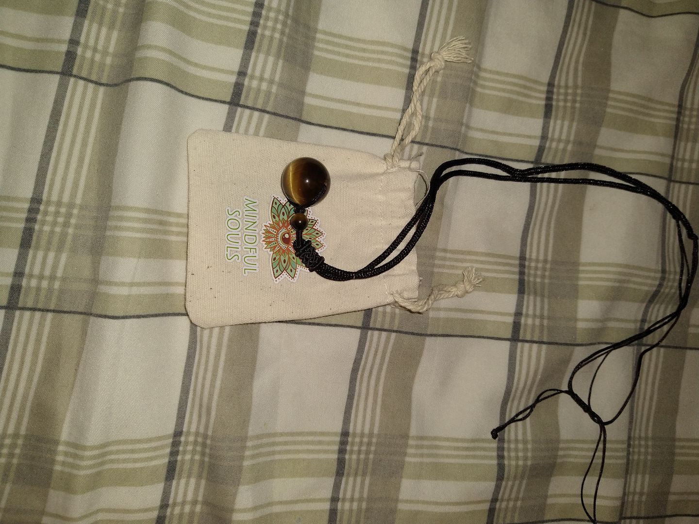 Customer photo review of Tiger's Eye Stone Necklace