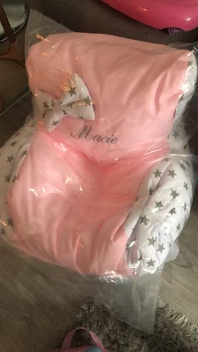 Customer photo review of Personalised Pink And Grey Star Bean Bag Chair