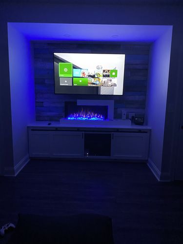 Customer photo review of Napoleon Stylus 60'' White Wall Mount Electric Fireplace with Shelf