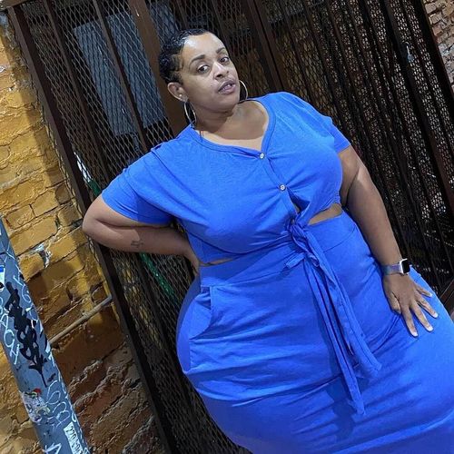 Customer photo review of Casual V Neck Solid Plus Size Set