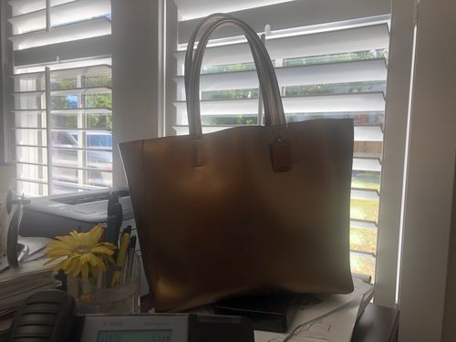 Customer photo review of Toul Leather Luxe Tote