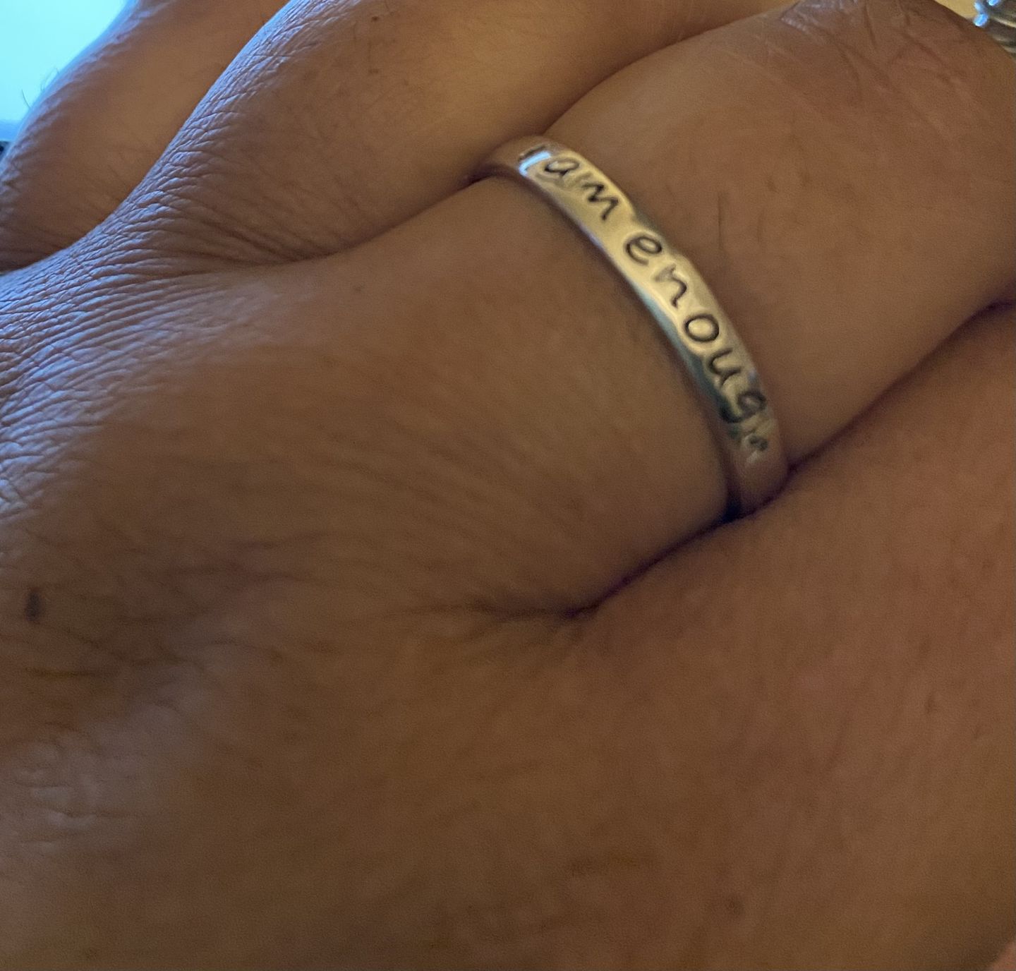 Customer photo review of 925 Sterling Silver 'I Am Enough' Ring