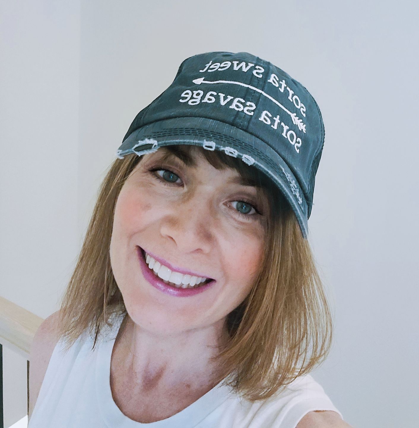 Customer photo review of Sorta Sweet Sorta Savage Trucker Hat