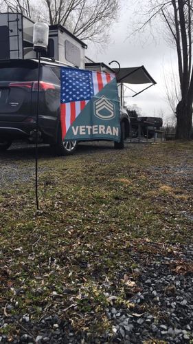 Customer photo review of US Army Rank Army Veteran Garden Flag Double-sided Print