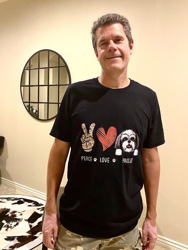 Customer photo review of Peace Love Dog - Personalized Custom Premium T-Shirt