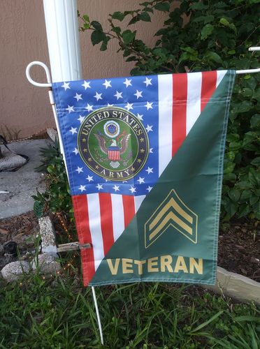 Customer photo review of US Army Rank Army Veteran Garden Flag Double-sided Print