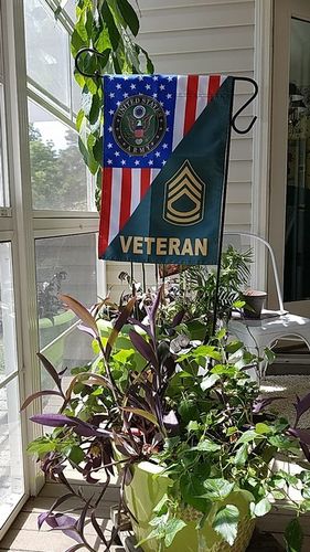 Customer photo review of US Army Rank Army Veteran Garden Flag Double-sided Print