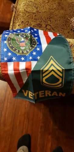 Customer photo review of US Army Rank Army Veteran Garden Flag Double-sided Print