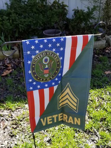 Customer photo review of US Army Rank Army Veteran Garden Flag Double-sided Print
