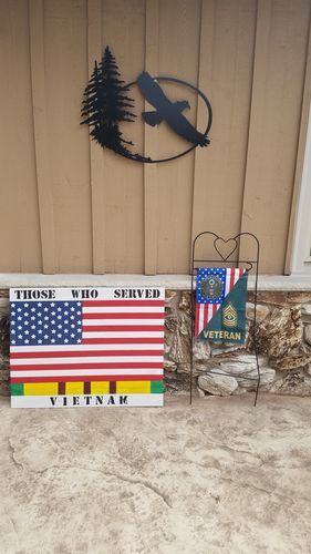 Customer photo review of US Army Rank Army Veteran Garden Flag Double-sided Print