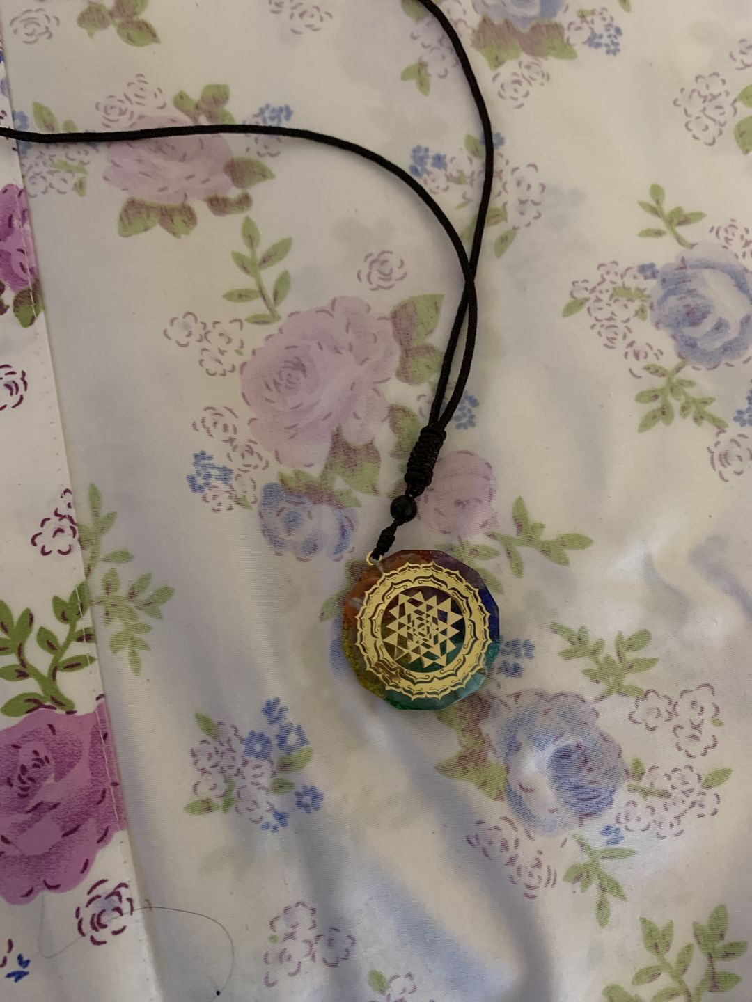 Customer photo review of Sacred Sri Yantra Orgonite Chakra Necklace