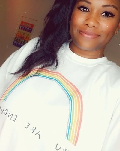 Customer photo review of You Are Enough (Rainbow) -- Sweatshirt