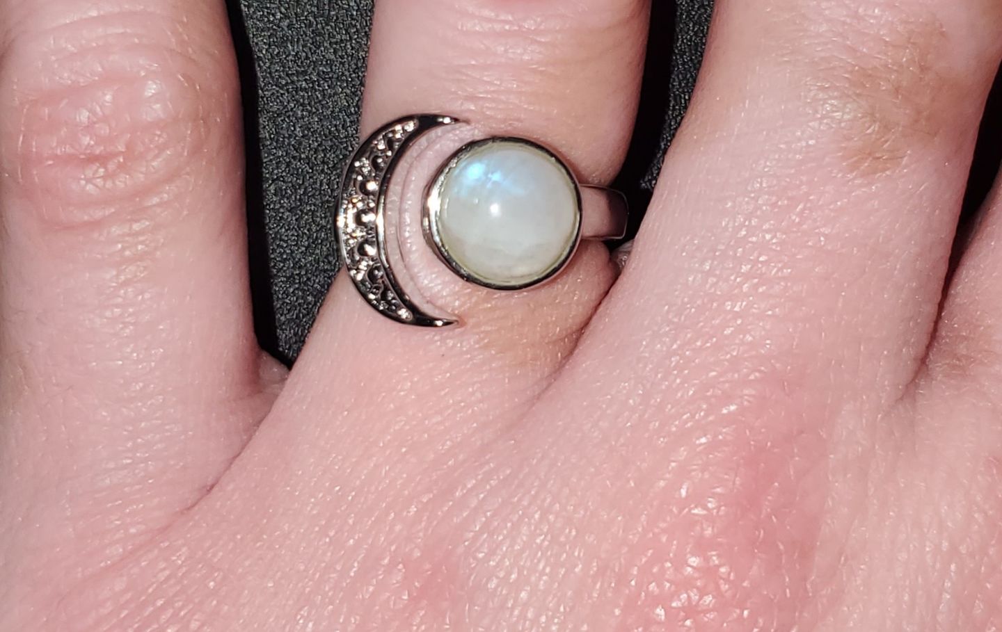 Customer photo review of Young Moon Moonstone Ring