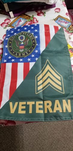 Customer photo review of US Army Rank Army Veteran Garden Flag Double-sided Print