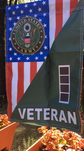 Customer photo review of US Army Rank Army Veteran Garden Flag Double-sided Print